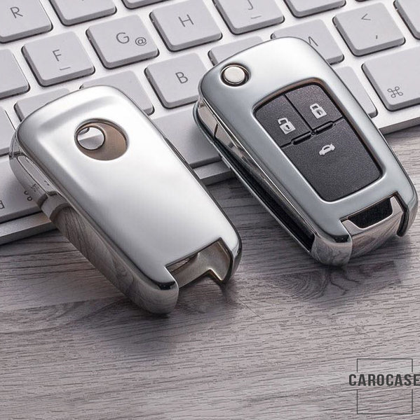Cover Guscio / Copri-chiave silicone compatibile con Opel OP6, OP7, OP8, OP5 argento