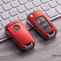 Glossy Silikon Schutzhülle / Cover passend für Opel Autoschlüssel OP6, OP7, OP8, OP5 rot