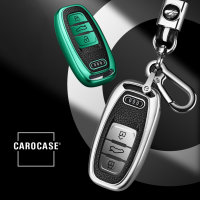 Silikon Leder-Look Schlüssel Cover passend für Audi Schlüssel silber SEK13-AX4-15