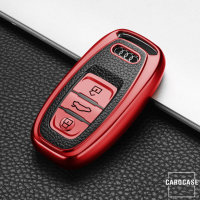 Coque de protection en silicone pour voiture Audi clé télécommande AX4 rouge