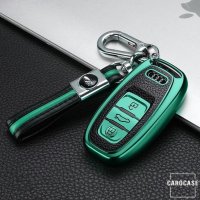 Silikon Leder-Look Schlüssel Cover passend für Audi Schlüssel rot SEK13-AX4-3