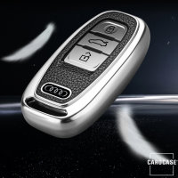 Coque de protection en silicone pour voiture Audi clé télécommande AX4 bleu
