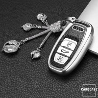 Silikon Leder-Look Schlüssel Cover passend für Audi Schlüssel grün SEK13-AX4-23