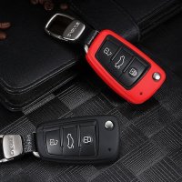 Coque de protection en silicone pour voiture Audi clé télécommande AX3 rouge