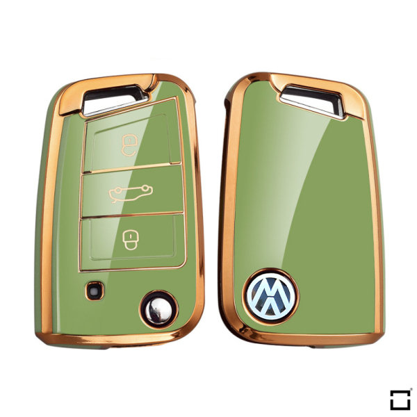 Cover chiavi (SEK18) in TPU lucido per Volkswagen, Audi, Skoda, Seat  - verde