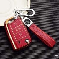 Funda protectora de TPU brillante (SEK18) para llaves Volkswagen, Audi, Skoda, Seat - rojo