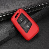 Silikon Schlüssel Cover passend für Volkswagen, Skoda, Seat Schlüssel V4, ST4, SV4 rot