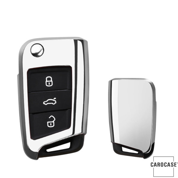 Cover Guscio / Copri-chiave silicone compatibile con Volkswagen, Audi, Skoda, Seat V3, V3X argento