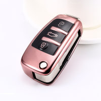 Silicone key fob cover case fit for Audi AX3 remote key rose