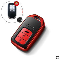 Black-Glossy Silikon Schutzhülle passend für Honda Schlüssel rot SEK7-H12-3