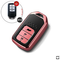 Black-Glossy Silikon Schutzhülle passend für Honda Schlüssel rosa SEK7-H12-10