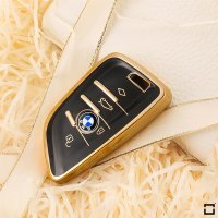 Coque de clé de voiture en TPU brillant (SEK18/2) compatible avec BMW clés - noir