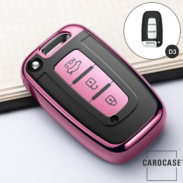 Cover Guscio / Copri-chiave silicone compatibile con Hyundai D3 rosa