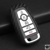 Silikon Carbon-Look Schlüssel Cover passend für Ford Schlüssel schwarz SEK3-F9-1
