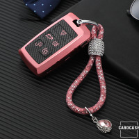 Coque de protection en silicone pour voiture Land Rover, Jaguar clé télécommande LR1 rose