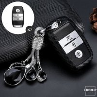 Silikon Carbon-Look Schlüssel Cover passend für Kia Schlüssel schwarz SEK3-K7-1