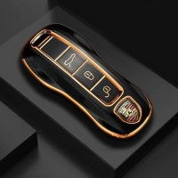 Coque de clé de voiture en TPU brillant (SEK18) compatible avec Porsche clés - bleu