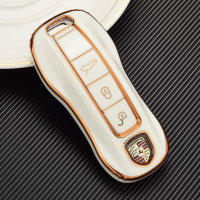 Coque de clé de voiture en TPU brillant (SEK18) compatible avec Porsche clés - noir
