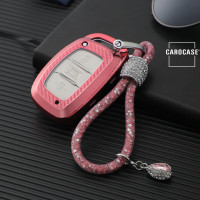 Glossy Schlüsselhülle mit Tastenschutz passend für Hyundai Schlüssel rosa SEK15-D1-10