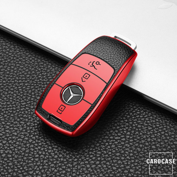 FOAMO Autoschlüssel Hülle kompatibel mit Mercedes Benz 3-Tasten - Silikon  Schutzhülle Cover Schlüssel-Hülle in Blau-Weiß