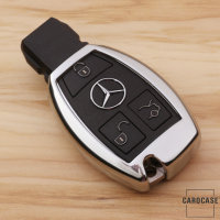 Glossy Silikon Schutzhülle / Cover passend für Mercedes-Benz Autoschlüssel M6, M7 silber