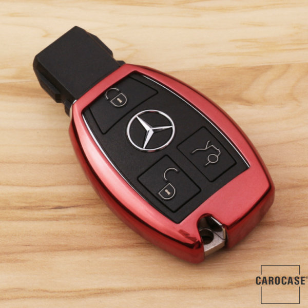 Glossy Silikon Schutzhülle / Cover passend für Mercedes-Benz Autoschlüssel M6, M7 rot