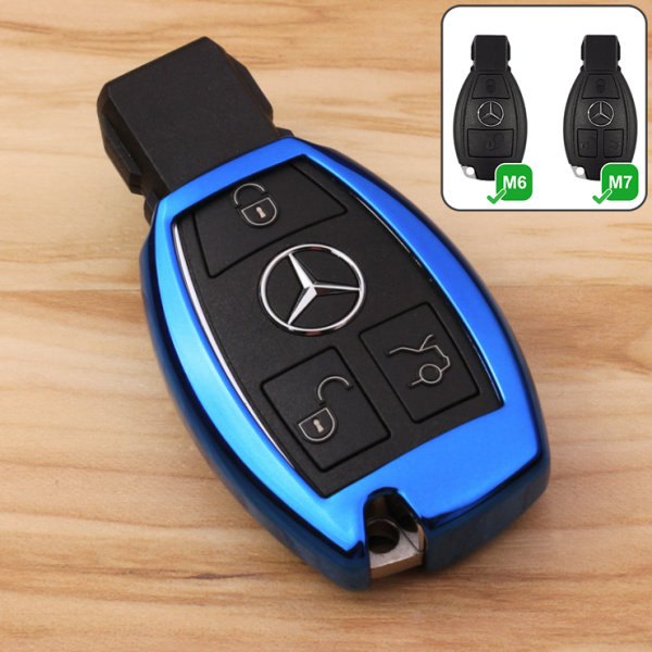 Silicone key fob cover case fit for Mercedes-Benz M6, M7 remote key blue