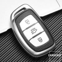 Silikon Leder-Look Schlüssel Cover passend für Hyundai Schlüssel rot SEK13-D1-3