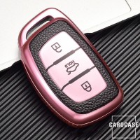 Coque de protection en silicone pour voiture Hyundai clé télécommande D1 rouge