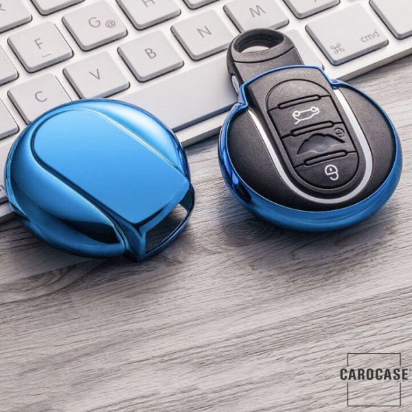 Glossy Silikon Schutzhülle / Cover passend für MINI Autoschlüssel MC3 blau