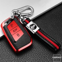 Silikon Leder-Look Schlüssel Cover passend für Volkswagen, Skoda, Seat Schlüssel  SEK13-V4 grün