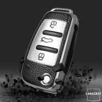 Silikon Leder-Look Schlüssel Cover passend für Audi Schlüssel rot SEK13-AX3-3