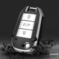 Silikon Leder-Look Schlüssel Cover passend für Opel, Citroen, Peugeot Schlüssel grün SEK13-P3-23