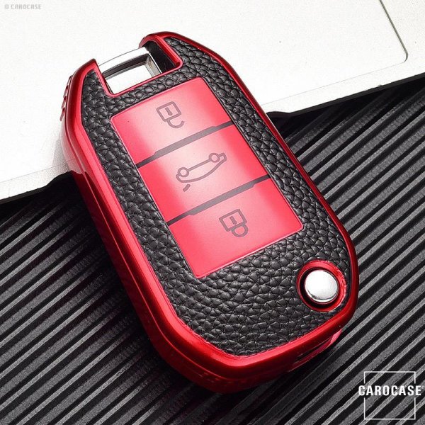 Coque de protection en silicone pour voiture Opel, Citroen, Peugeot clé télécommande P3 rouge
