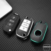 Silikon Leder-Look Schlüssel Cover passend für Opel, Citroen, Peugeot Schlüssel rot SEK13-P3-3