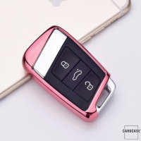 Silicone key fob cover case fit for Volkswagen, Skoda, Seat V4 remote key silver