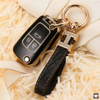 Coque de clé de voiture en TPU brillant (SEK18/2) compatible avec Opel clés - noir