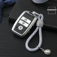 Glossy Carbon-Look Schlüssel Cover passend für Kia Schlüssel rot SEK14-K7-3