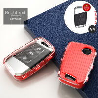 silicona funda para llave de Volkswagen, Skoda, Seat V4 rojo