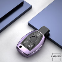 Glossy Carbon-Look Schlüssel Cover passend für Mercedes-Benz Schlüssel lila SEK14-M7-20
