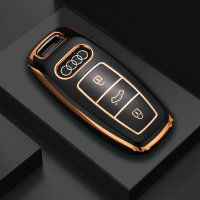 Coque de clé de voiture en TPU brillant (SEK18) compatible avec Audi clés - rouge