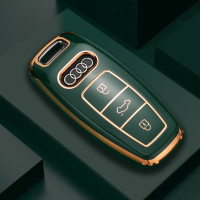 Coque de clé de voiture en TPU brillant (SEK18) compatible avec Audi clés - rouge