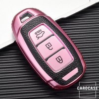 Silikon Leder-Look Schlüssel Cover passend für Hyundai Schlüssel rosa SEK13-D9-10