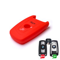 Coque de protection en silicone pour voiture BMW clé télécommande B4 rouge