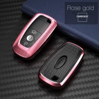 Coque de protection en silicone pour voiture Ford clé télécommande F8, F9 rose