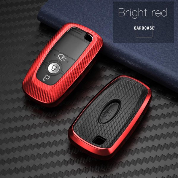 Coque de protection en silicone pour voiture Ford clé télécommande F8, F9 rouge