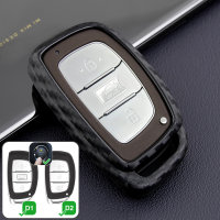 Silikon Carbon-Look Schlüssel Cover passend für Hyundai Schlüssel schwarz SEK3-D1-1