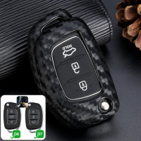 Silikon Carbon-Look Schlüssel Cover passend für Hyundai Schlüssel schwarz SEK3-D6, D7 (Schutzhülle ohne Zubehör)