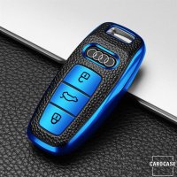Silicone key fob cover case fit for Audi AX7 remote key blue