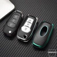 Silikon Leder-Look Schlüssel Cover passend für Ford Schlüssel rosa SEK13-F2-10